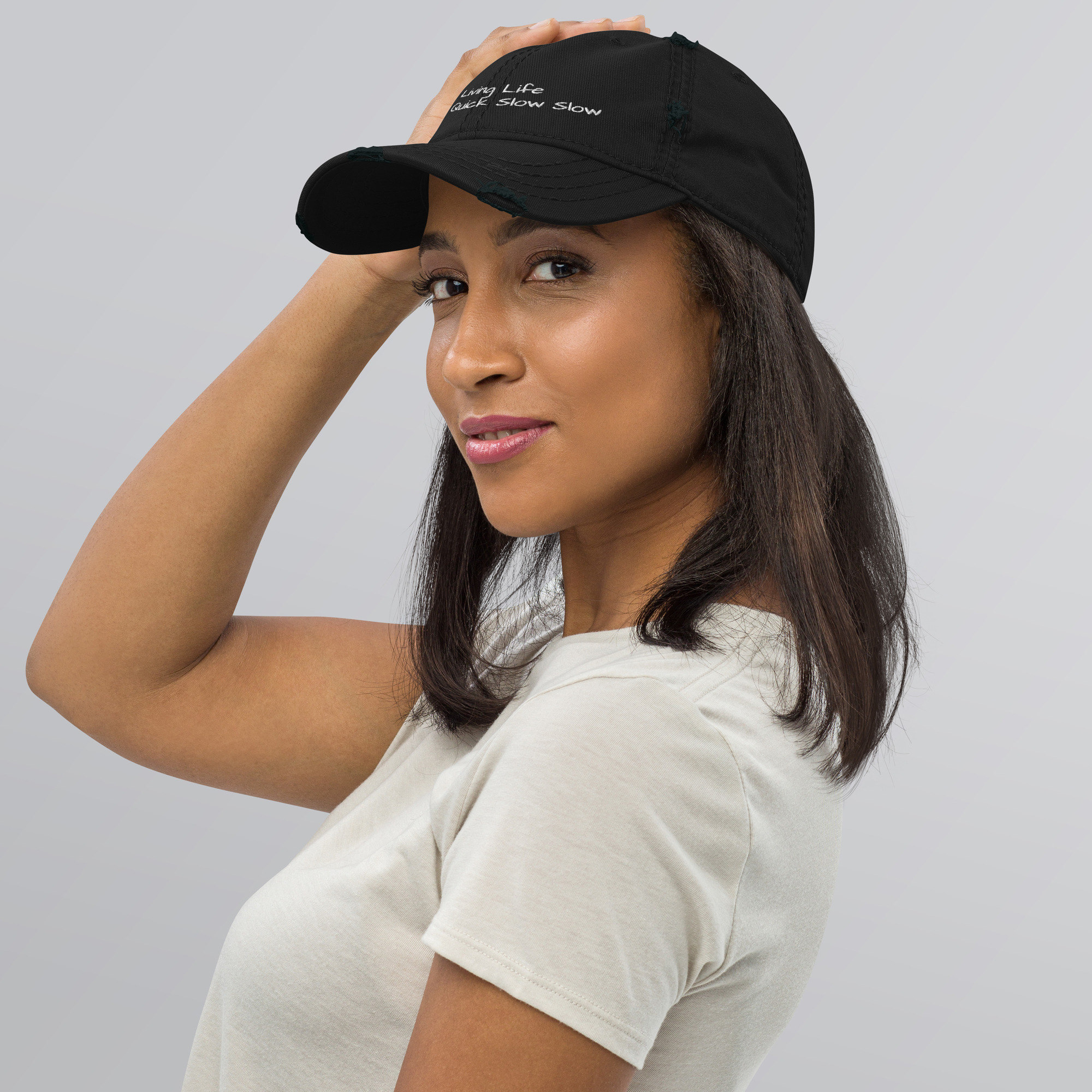"Living Life QQSS" Distressed Dad Hat - Image 2